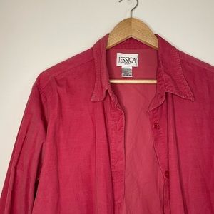 ✿ Vintage Jessica Pink Corduroy Button Down Size L